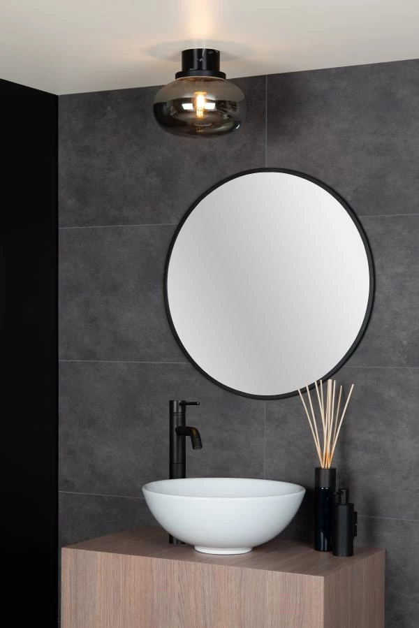 Lucide LORENA - Flush ceiling light Bathroom - Ø 23 cm - 1xE27 - IP44 - Smoke Grey - atmosphere 1